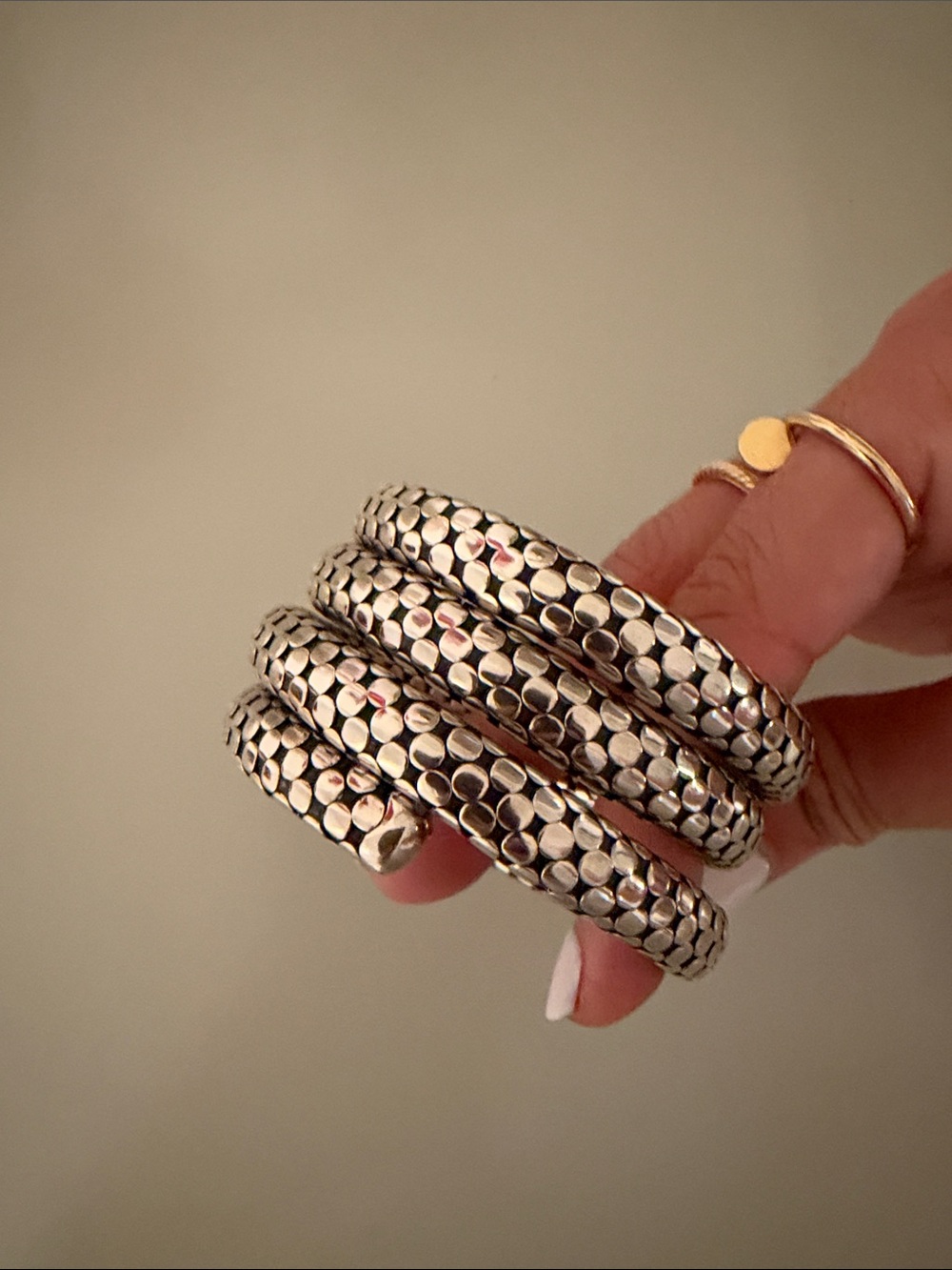 Silver Textured Wrap Bracelet - Women's Jewelry